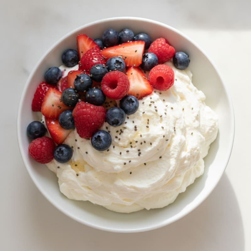 Greek Yogurt Protein Mousse with Mixed Berries