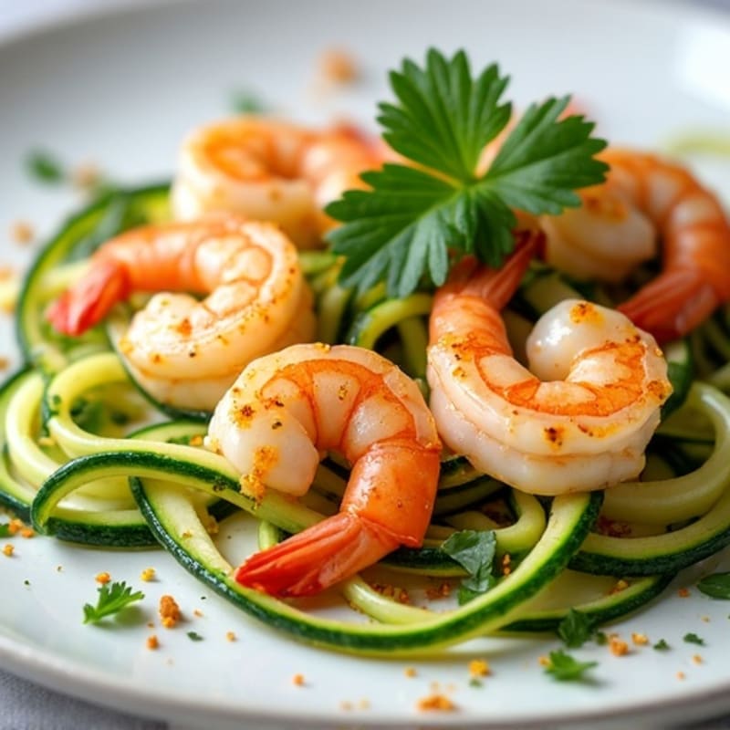 Pan-Seared Garlic Butter Shrimp with Zucchini Noodles
