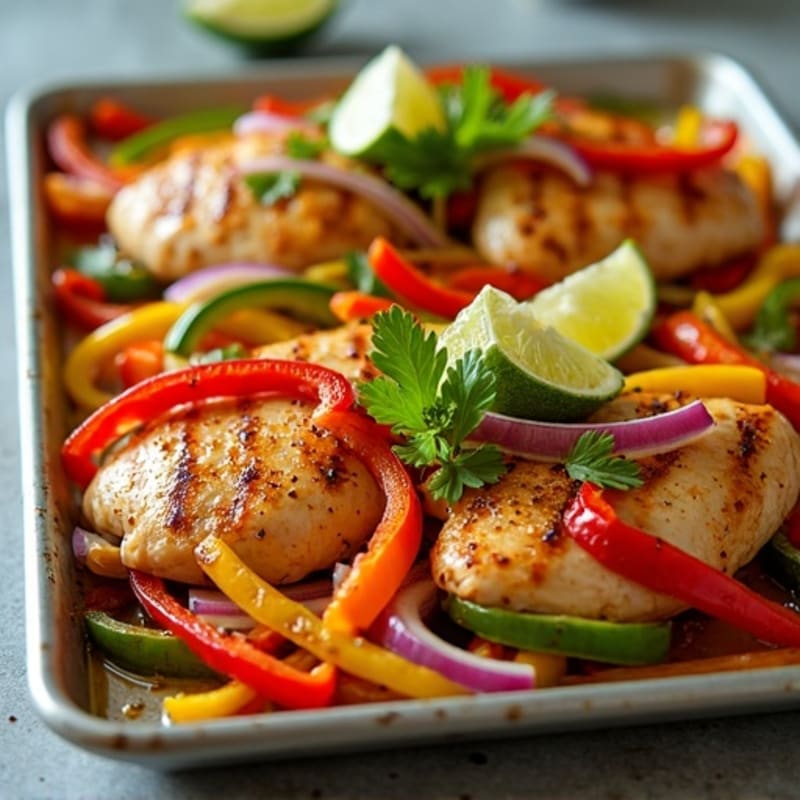 Sheet Pan Citrus-Garlic Chicken Fajitas