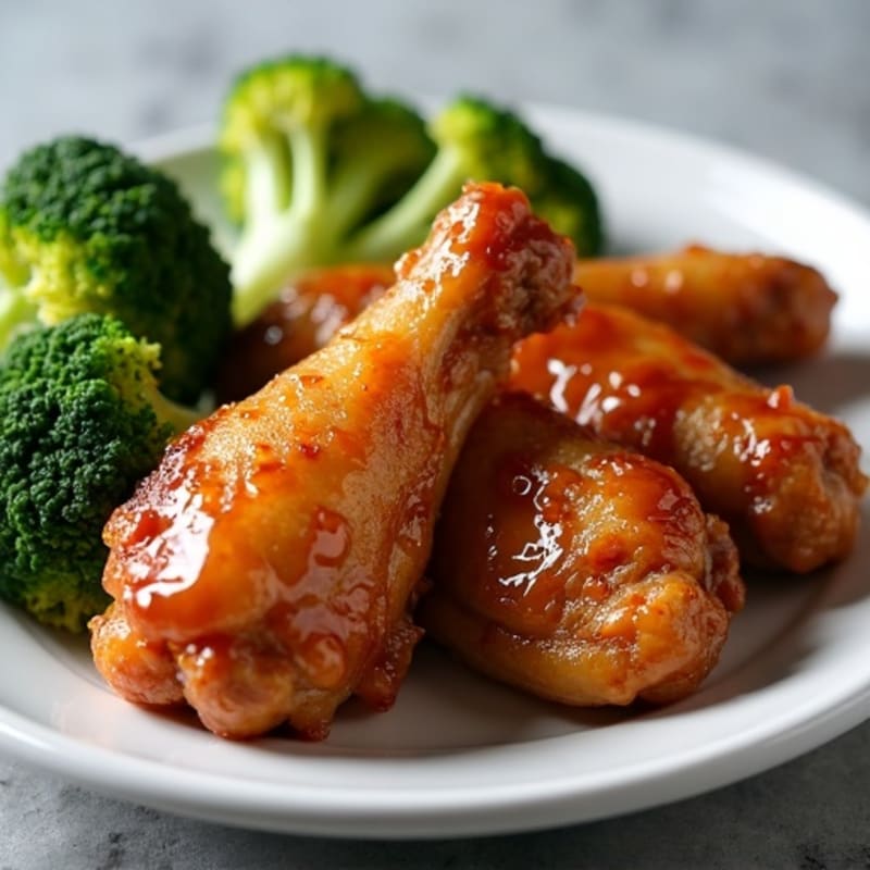 Crispy Baked Honey Garlic Chicken Wings with Roasted Broccoli