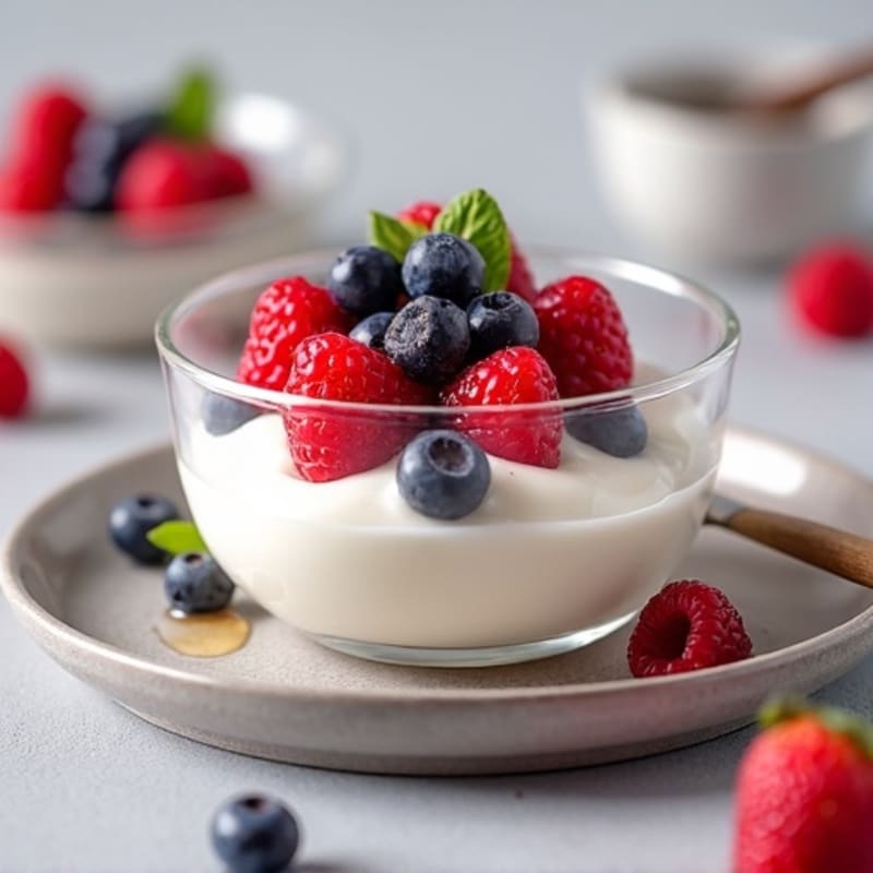 Greek Yogurt Protein Mousse with Mixed Berries