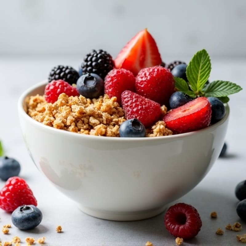 Creamy Greek Yogurt Bowl with Protein Granola and Mixed Berries