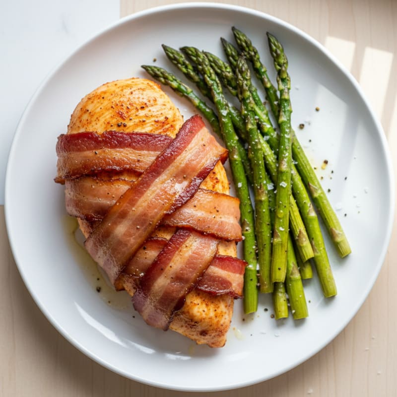 Bacon-Wrapped Chicken with Roasted Asparagus