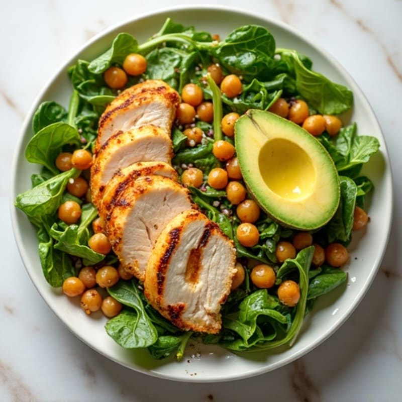 Grilled Chicken Salad with Mixed Greens and Chickpeas