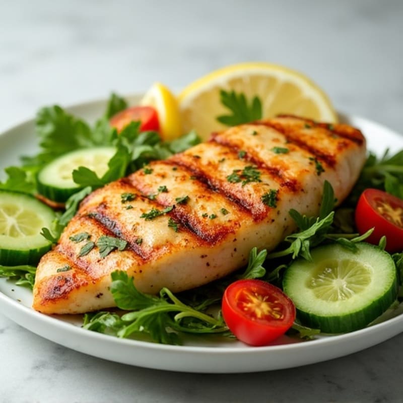 Grilled Chicken Breast with Crunchy Mixed Greens