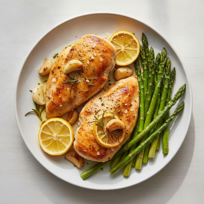 Lemon Herb Roasted Chicken with Asparagus