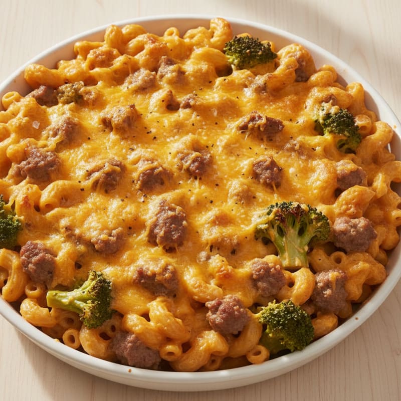 Beef and Broccoli Macaroni Bake