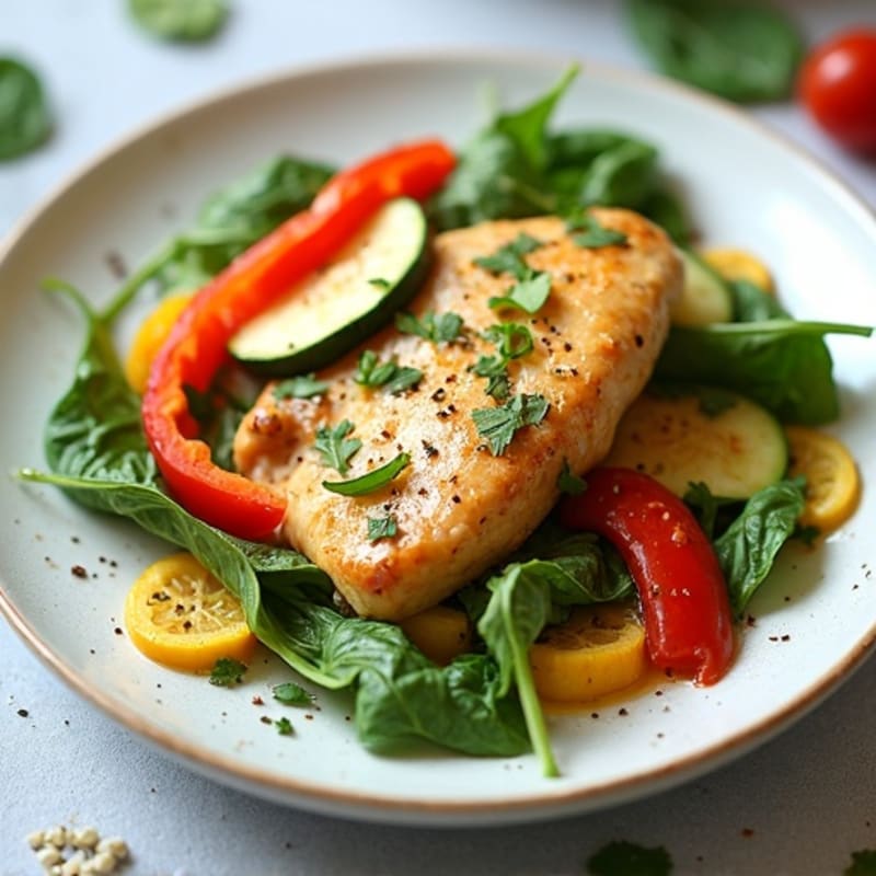 Creamy Coconut Green Chili Chicken with Fresh Vegetables