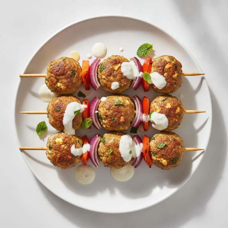 Lamb and Feta Meatball Skewers