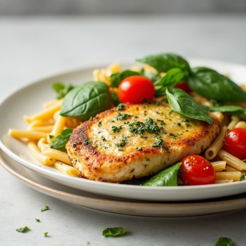 Chicken with Creamy Pesto Whole Wheat Pasta