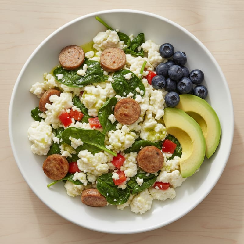Egg White Scramble with Spinach and Turkey Sausage