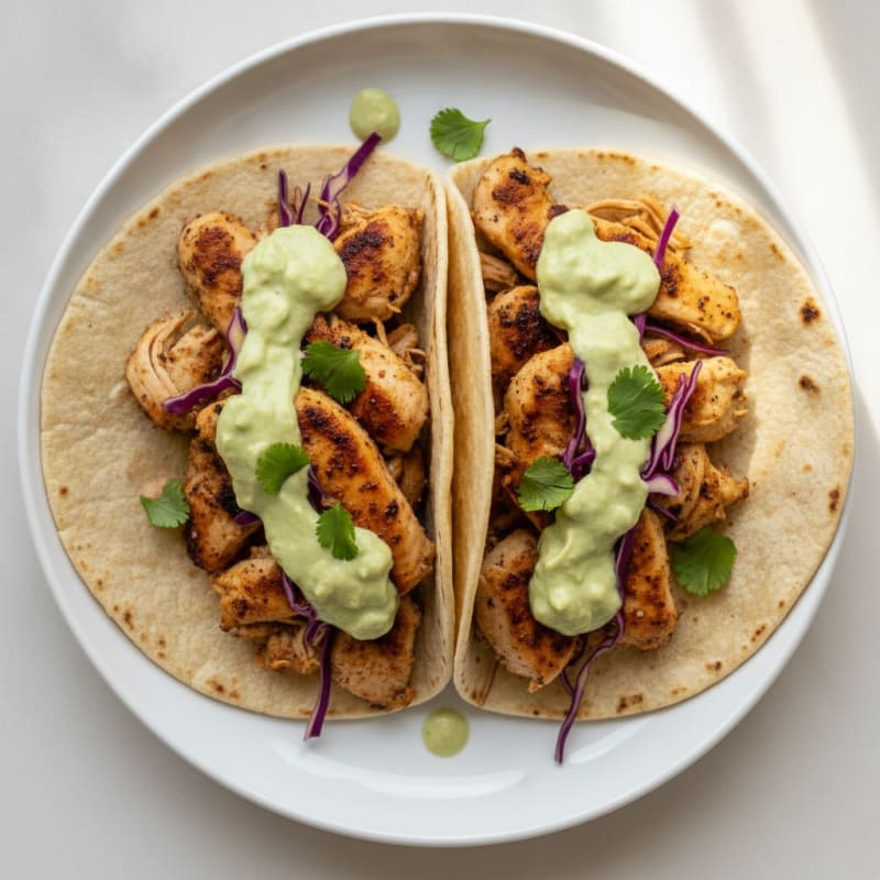 Chicken Tacos with Avocado Crema