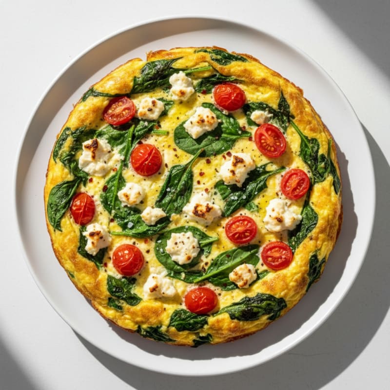 Golden Baked Feta and Spinach Frittata
