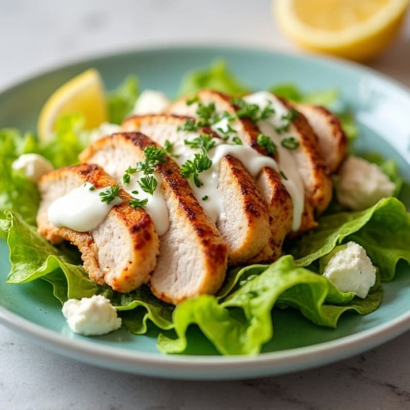 Grilled Chicken with Crispy Romaine and Zesty Creamy Dressing