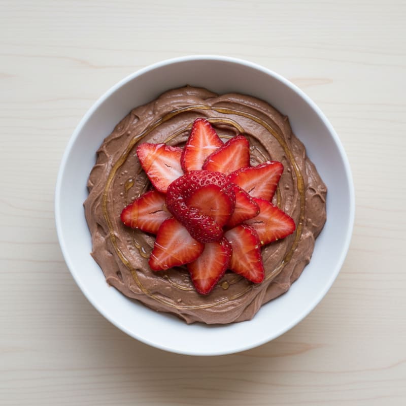 Silky Cottage Cheese Protein Mousse with Sliced Strawberries