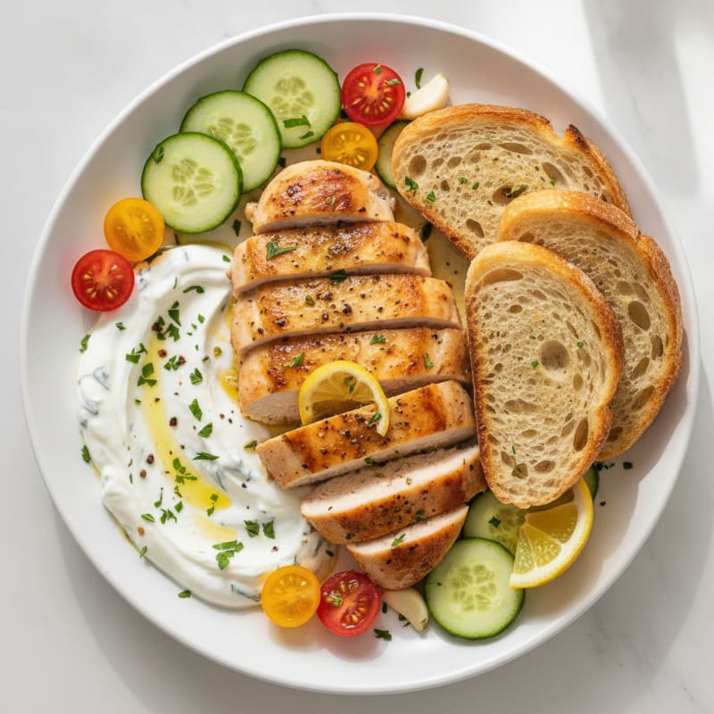 Lemon-Herb Chicken with Yogurt Sauce