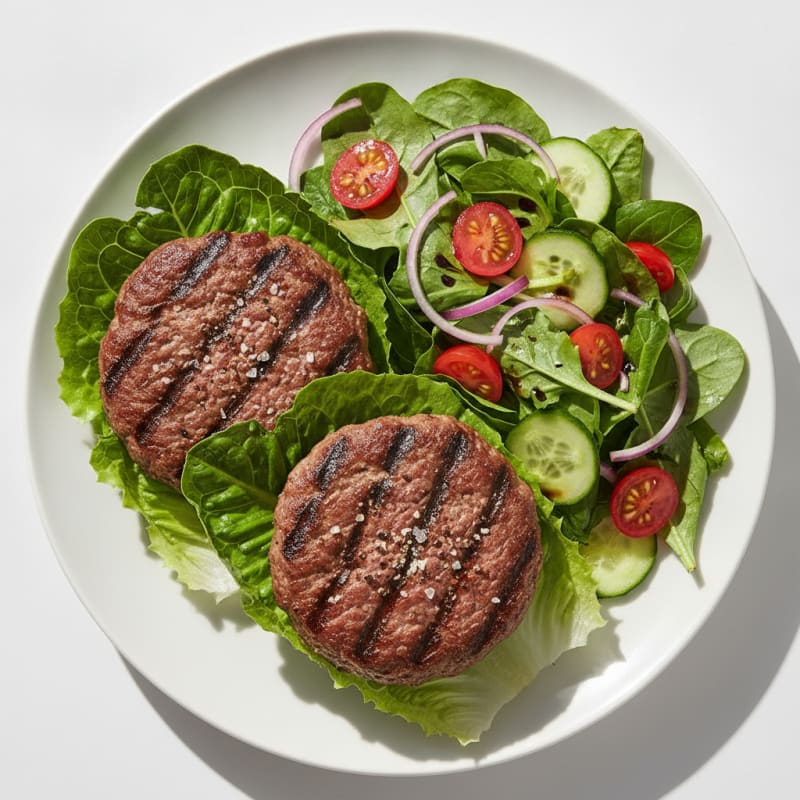 Grilled Beef Burger with Garden Salad
