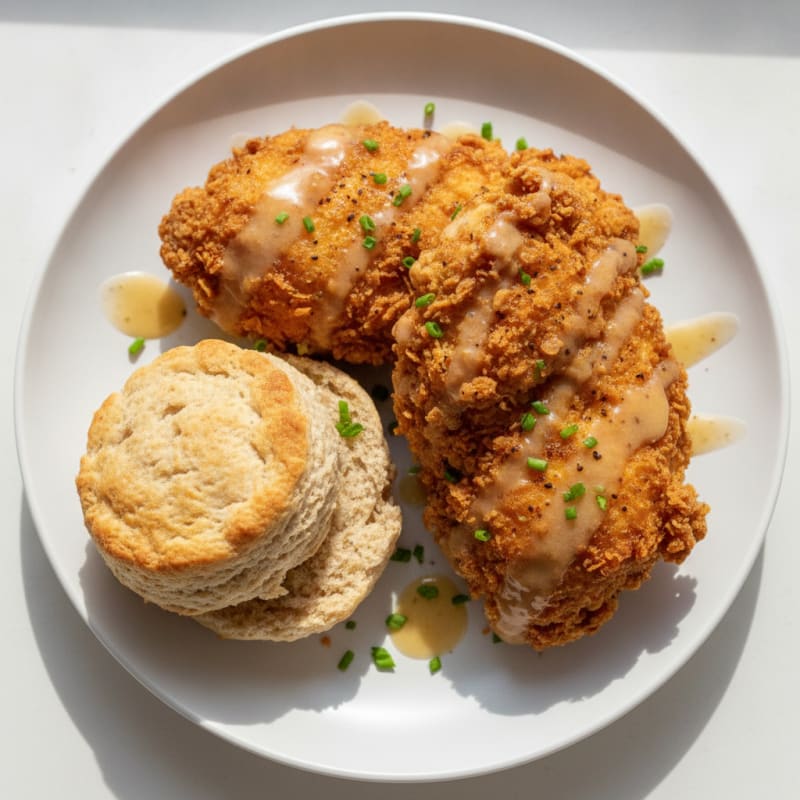 Buttermilk Fried Chicken with Fluffy Biscuits