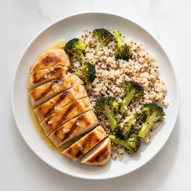 Grilled Chicken Breast with Roasted Broccoli and Quinoa