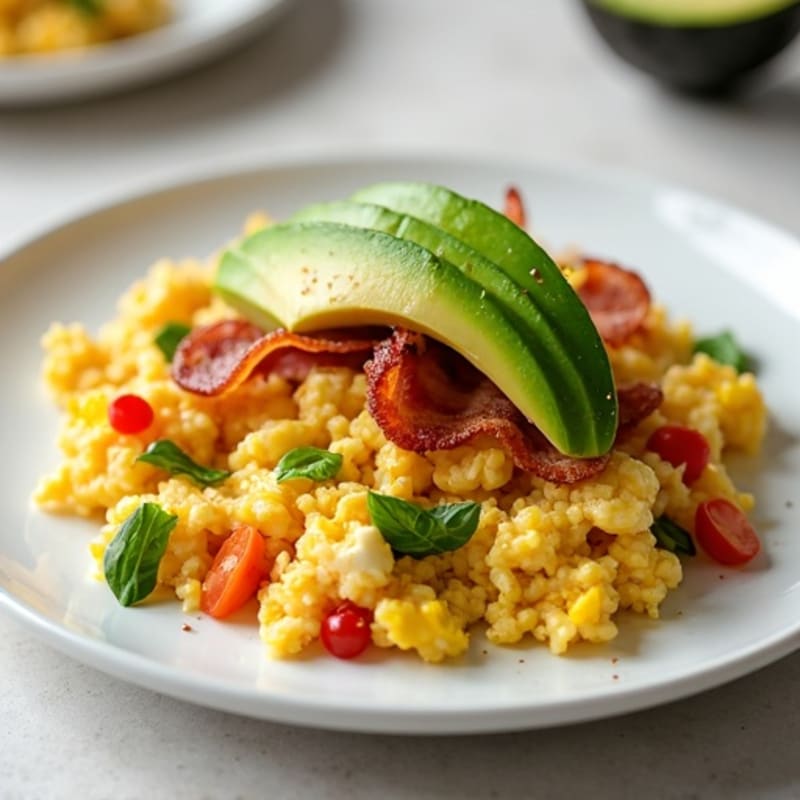 Egg White Veggie Scramble with Turkey Bacon