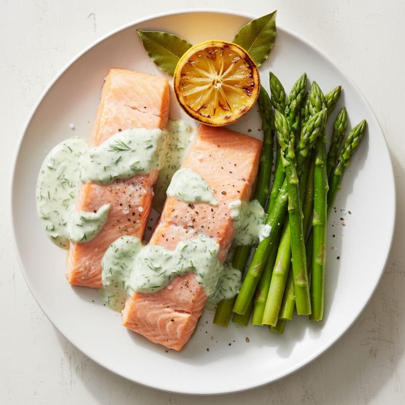 Poached Salmon with Dill Sauce