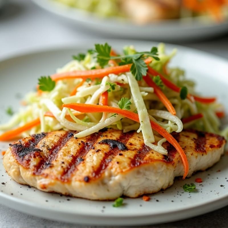 Grilled Chicken Breast with Crunchy Cabbage Slaw