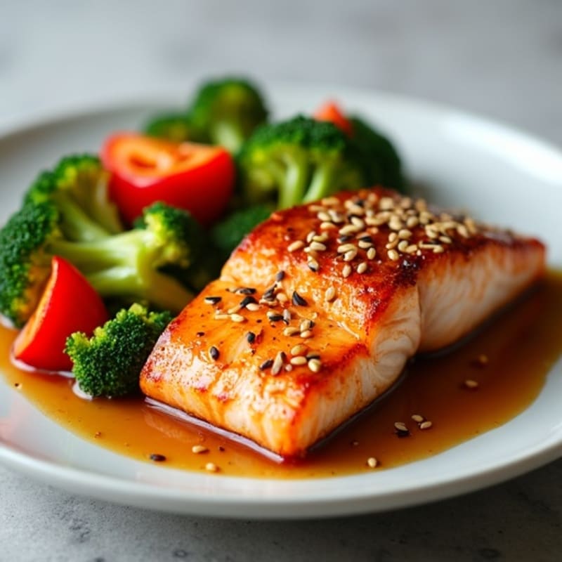 Honey-Ginger Glazed Salmon with Sesame Vegetables
