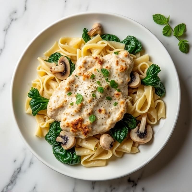 Healthy Creamy Chicken Alfredo Pasta