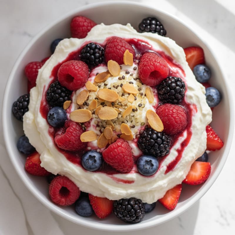 Thick Greek Yogurt Protein Parfait with Mixed Berries