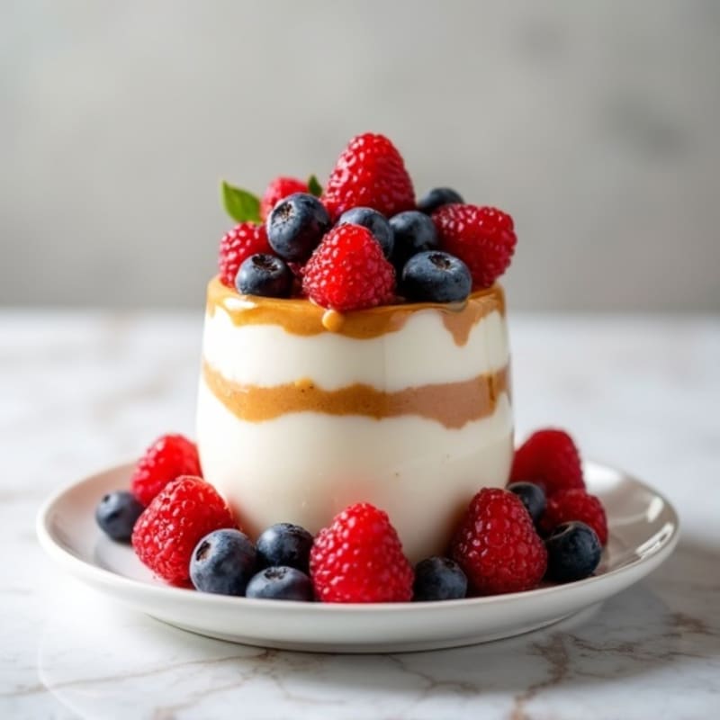 Greek Yogurt Protein Parfait with Almond Butter and Berries