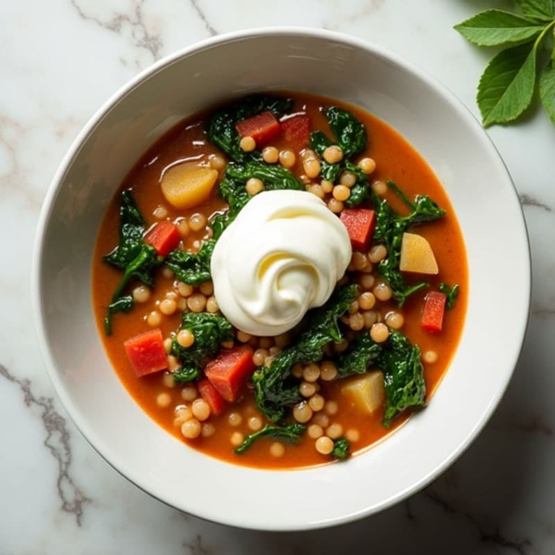 Creamy Lentil and Spinach Stew with Cottage Cheese
