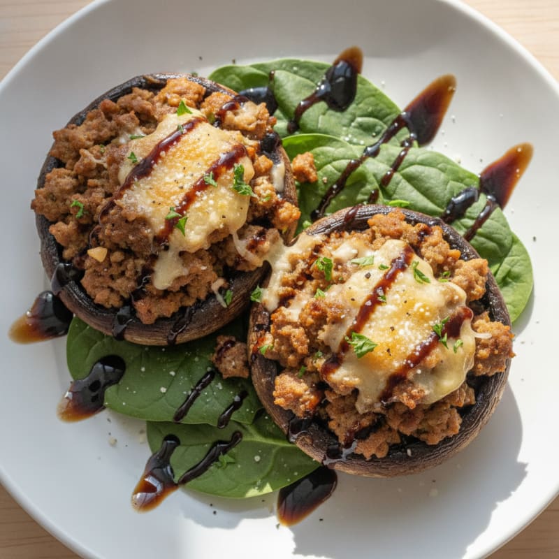 Herb-Stuffed Portobello Mushrooms with Balsamic Glaze