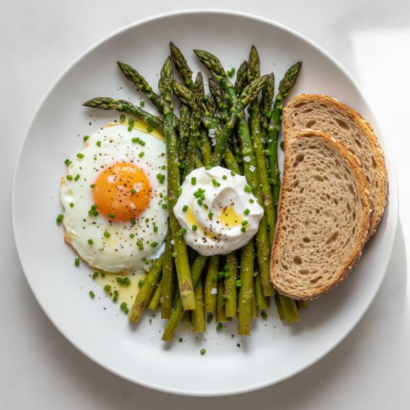 Baked Eggs with Roasted Asparagus