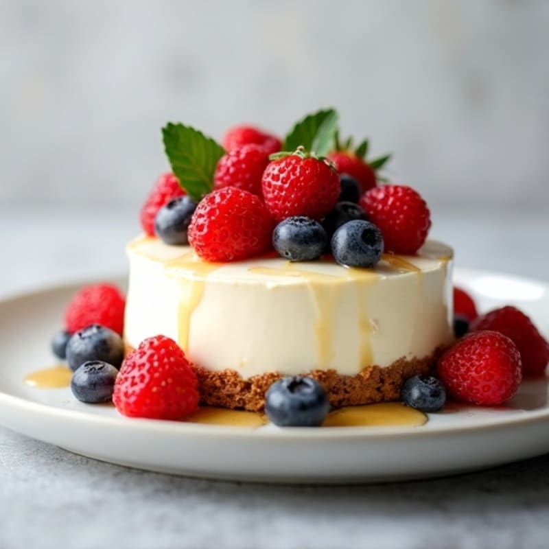 Creamy Greek Yogurt Protein Cheesecake with Mixed Berries