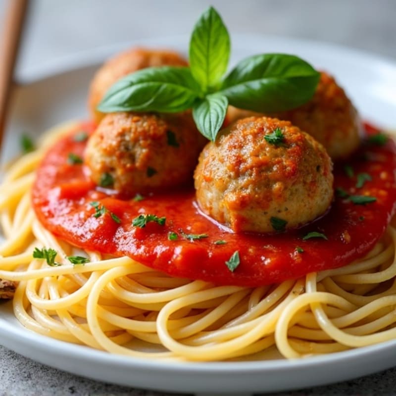 Juicy Lean Turkey Meatballs with Whole Wheat Spaghetti and Fresh Tomato Sauce