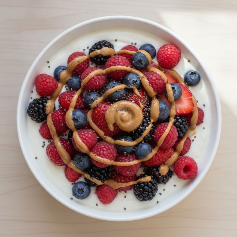 Silky Greek Yogurt Protein Pudding with Mixed Berries