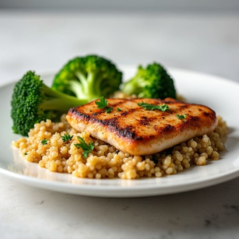 Grilled Chicken Breast with Quinoa and Steamed Broccoli