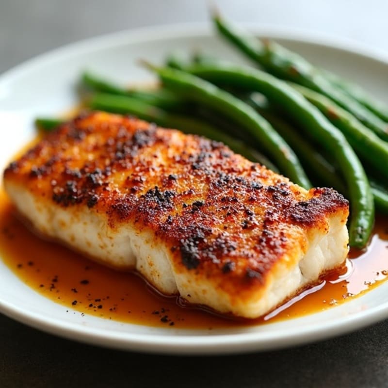 Spicy Blackened Catfish with Roasted Green Beans