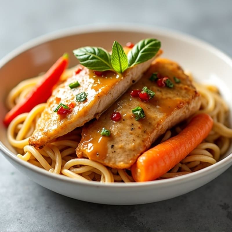 Creamy Spicy Peanut Chicken Noodles