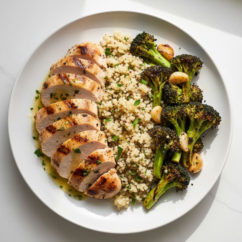 Grilled Turkey Breast with Quinoa and Roasted Broccoli