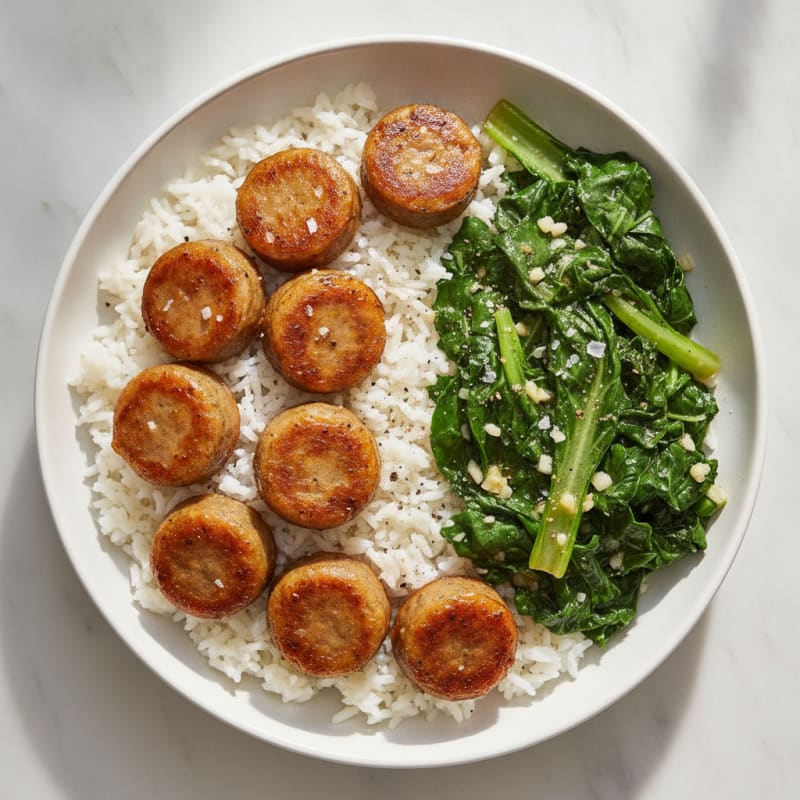 Beyond Sausage with Garlicky Swiss Chard