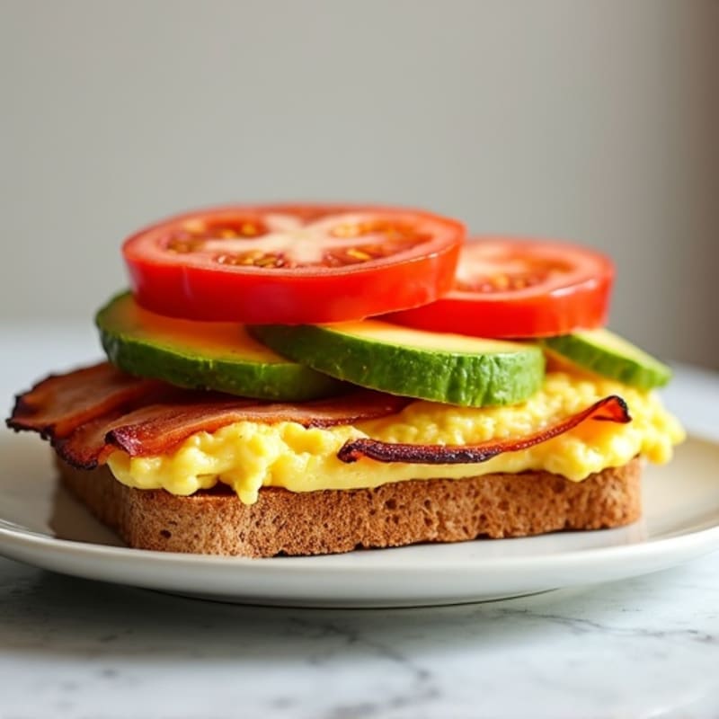 Fresh Avocado, Crispy Bacon, and Ripe Tomato Sandwich