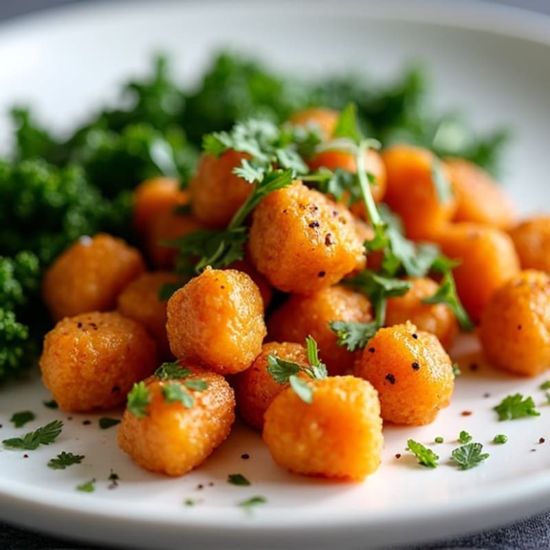 Crispy Sweet Potato Gnocchi with Lean Ground Turkey and Sautéed Greens