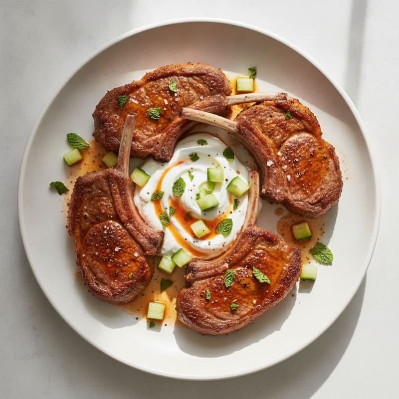 Harissa Lamb Chops with Mint Yogurt