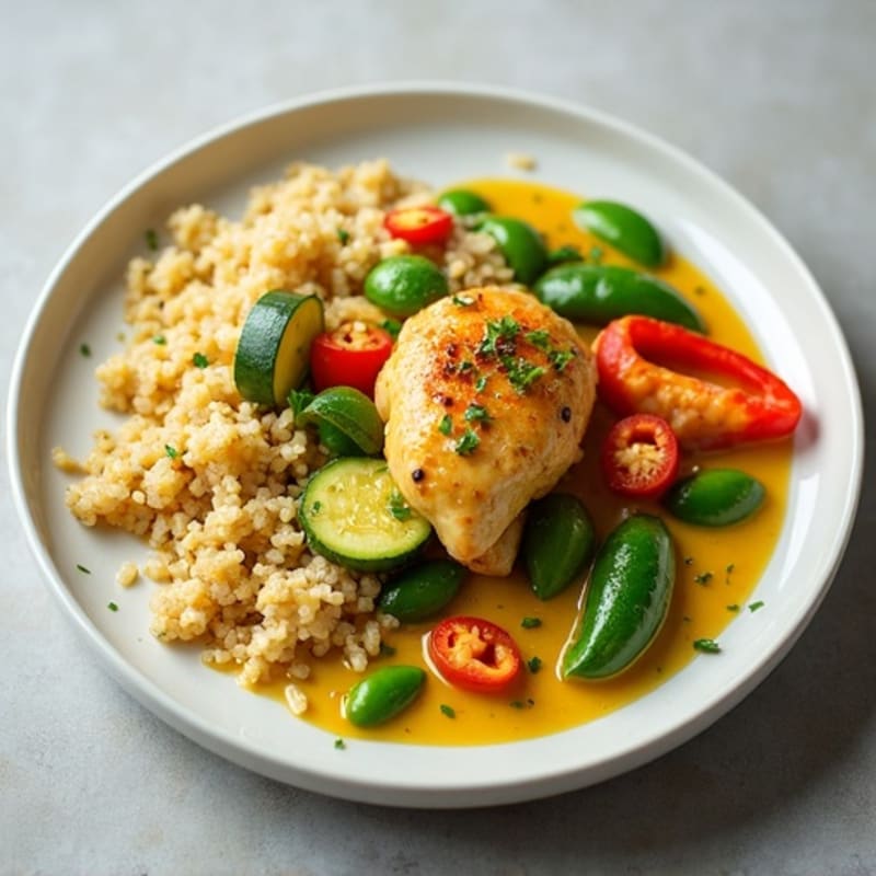 Creamy Coconut Green Curry Chicken with Fresh Vegetables