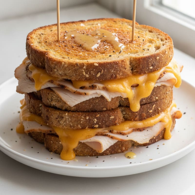 Triple-Decker Grilled Cheese Sandwich