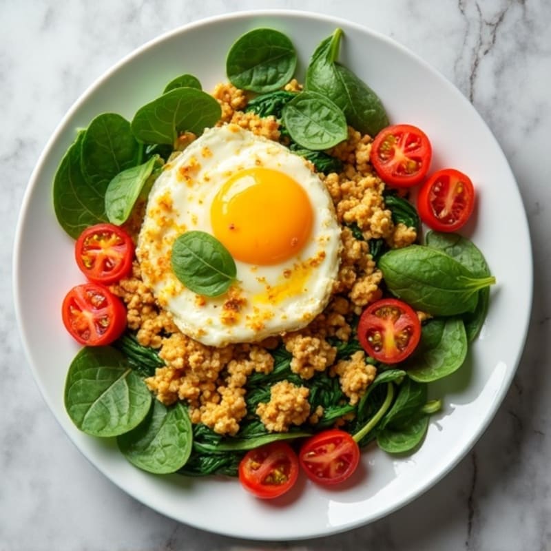 Egg White and Turkey Spinach Scramble with Fresh Tomatoes