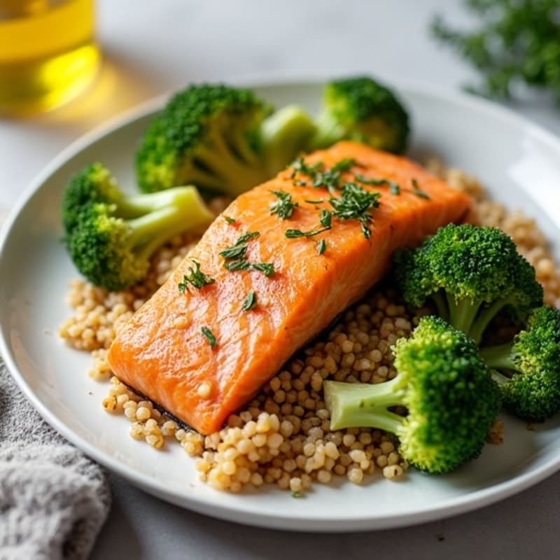 Crispy Baked Salmon with Roasted Broccoli and Quinoa