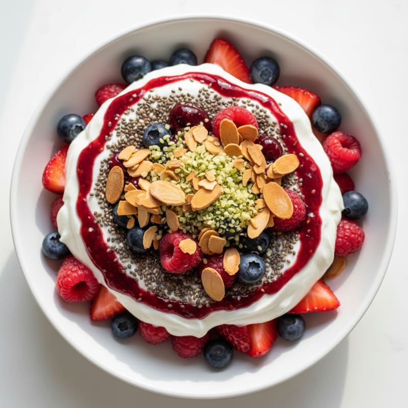 Creamy Greek Yogurt Parfait with Chia Seeds and Mixed Berries