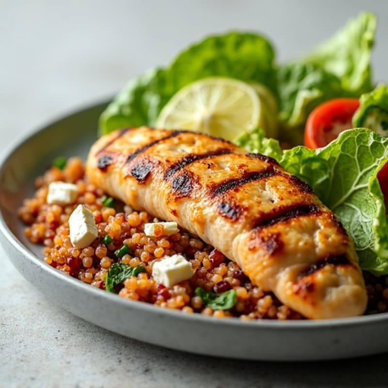 Grilled Chicken Breast with Crisp Romaine and Red Quinoa Salad